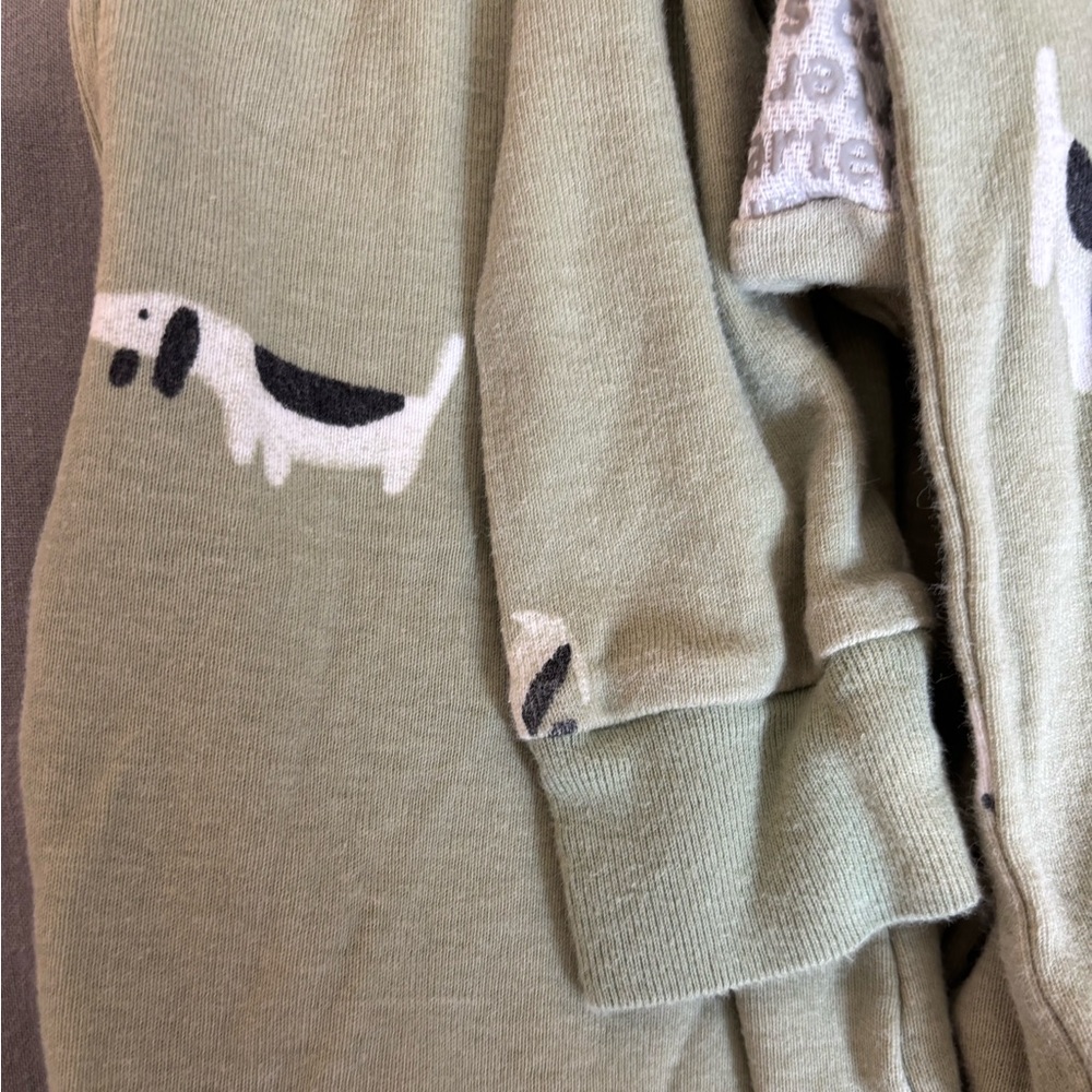 3T Boys Footed Pajamas GUC Green with dogs and white with fire trucks - Picture 3 of 5